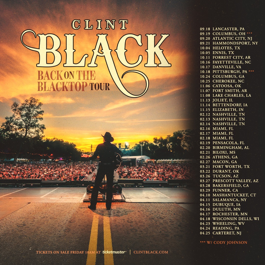 Clint Black Back On The Blacktop Tour Poster 2026